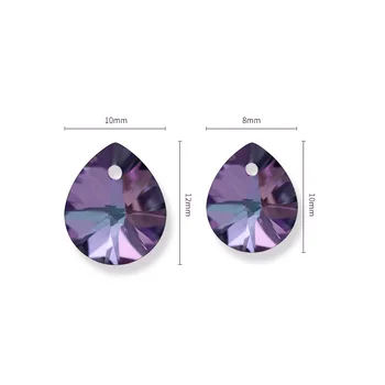 10pcs/paket 12 Barve Diamant Eno Luknjo Obesek Maščoba Kaplja Vode Kristalno Diamond Visoko Kakovostni Stekleni Nakit, Uhani 8*10 10*12 mm