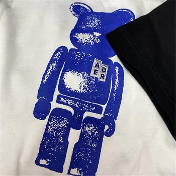 2021 Ader Napaka Modri Logotip Tee Moški Ženske Visoke Kakovosti Oversize Adererror T-shirt Medved Grafika, Tiskanje Ader Vrhovi Kratek Rokav