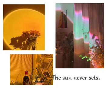 Mavrični Sončni Zahod-Projekcija Svetilke Vzdušje Noč Svetlobe Doma Kavarna Ozadju Dekoracijo Sten Pisane Lučka Dropshipping