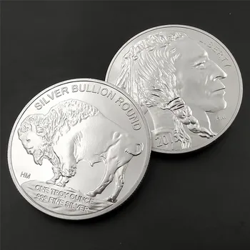 Zda Svobode Ameriški Bizon Značko Silver Plated Medaljo Indijski/Buffalo Kovanec, Spominski Izvod