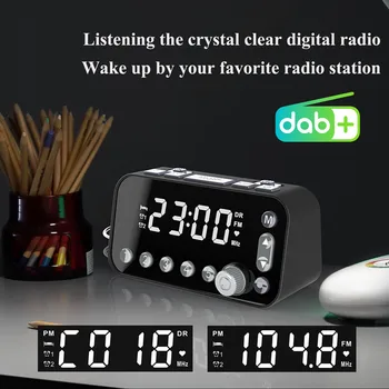 DAB/FM Radio Budilka, Velik Zaslon, Dual Alarm Ure, Dual USB Mobilnega Telefona Polnjenje Luknje, Nastavljiva Svetlost Zaslona