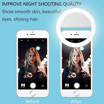 USB Polnjenje LED Selfie Obroč Svetlobe Dodatno Razsvetljavo Noč Teme Selfie Povečanje Za Telefon Fill Light Kamere Nastavljivo