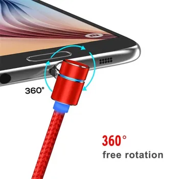 1M 2M L-Linije IOS/Micro USB/Tip C Magnetno Kabel za iPhone, Samsung Xiaomi Huawei Krog LED Hitro Polnjenje Najlon Kabel Polnilnika
