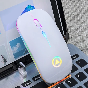Wireless Mouse Računalniška Miška Tiho Ergonomska Polnilna Miši z LED Optični Osvetljen USB Miši za Prenosni RAČUNALNIK