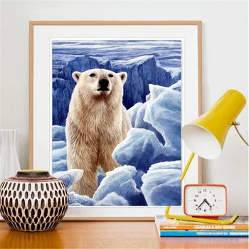 Živali Diamond Slikarstvo 5d Polarni Medved, ki je Nov Prihod Polni Sveder Kvadratnih Diamantno Art Vezenje Doma Dekoracijo