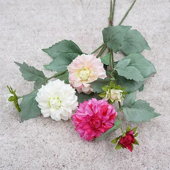 NOVO Dahlia veje ponaredek listi svile umetnega cvetja za dom poroka okraski flores artificiales pink soba dekor