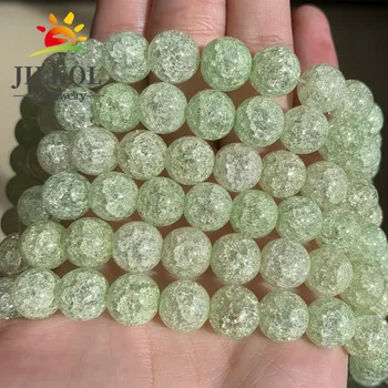 6-10 mm Naravnega Kamna Limona Zelena Sneg Krekirana Quartz Crystal Kroglice Svoboden Kroglice za Nakit, Izdelava Oprema DIY 15