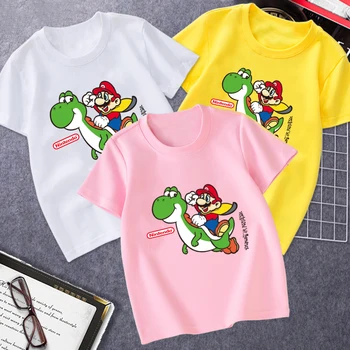 Poletje Otrok Novih Harajuku slogu Klasične Igre Super Mario t shirt Fant Dekle Mario Bros natisni t-majice Otrok Hip Hop tshirt