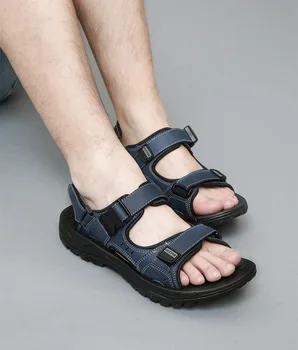 2021 Novo Poletje Usnjene Sandale za Moške Plaži Čevlji Dva-nositi Copate z Dvojno rabo Trendy Modni Plus Velikost Čevlji