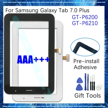 Novi Zaslon na Dotik Za Samsung Galaxy Tab 7.0 Plus P6210 P6200 Zaslon LCD Zunanji Računalnike Spredaj Steklena Plošča, Zamenjava +Lepilo