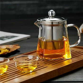 350-750 ML Jasno, Odporna proti Vročini prozornega Stekla Čajnik Jug W Infuser Kave Listov Čaj, Zeliščni Lonec Cvetlični Čajnik Mleko, Sok Posodo