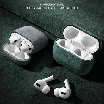 Luksuzni Shockproof Slušalka Zaščitne Slušalke Antilop Usnja Kritje Brezžične Slušalke Primeru Za Apple AirPods Pro 2 3 Earpod Fundas