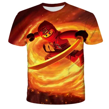 4T-14T Fant Ninja T-shirt Dekle Kratek Sleeve Majica Fashion Anime Ninja T-shirt Poletje Dihanje T-Shirt