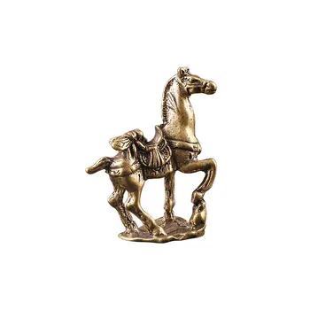 Konj Miniaturne Figurice Kip Trdna Baker Čisto Medenina Ročno Obrt Nebesno Srečen Feng Shui Za Mizo Okras Doma Dekor