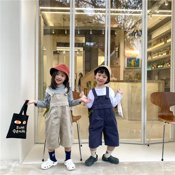Korejski slog unisex otroci barva svoboden kombinezon fantje in dekleta priložnostne vse-ujemanje hlače z oprsnikom poants