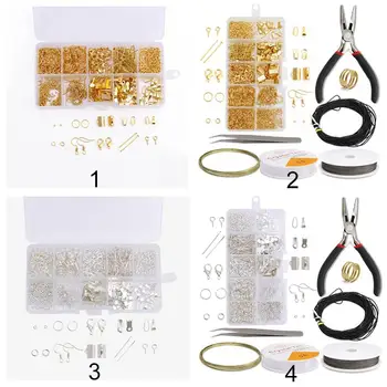 1 Polje Nakit Dodatki Set Z Orodji, ki so Ročno izdelani Uhani Material DIY Zlate Barve Lepe Visoke Kakovosti