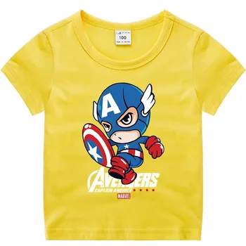 Disney Stripov Marvel Maščevalec Natisni T-shirt otroških Oblačil Superheroj Captain America T Shirt Poletje Novo Dekle, Fant Tees Vrhovi