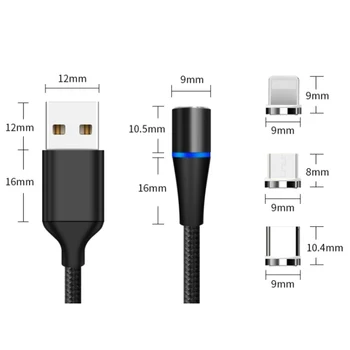 Magnetni Polnilnik, Mikro Usb Kabel Za iphone Usb Tip C Hitro Adapter 3A Magnet Polnilnik Žice Za Samsung Xiaomi Kabel