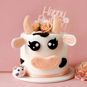 Lep roza Krava Girl ' s Happy Birthday Cake Pokrivalo za Dan Otrok Stranka Baby Happy Birthday Potrebščine Lepo Darila