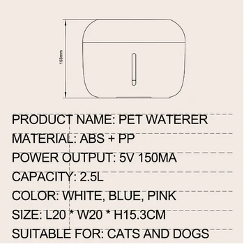 Žival Pes Mačka Vodnjak Vodnjak s Pitno 2.5 L Samodejni Pijem vodo Skledo Ljubljenčka, Psa, Mačke USB Električni Razpršilnik Z 1 Filter Polje