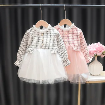 2021 Spomladi In Jeseni Korejski Moda Za Dekleta, Obleko Temperament Očesa Gaza Princesa Obleko Otrok Stranka Obleko Sweet Oblačenja