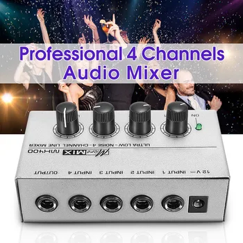 MX400 4 Kanalov Zvočni Mešalnik Signal Mešalnik Mešalnik DJ Mešalnik Prenosni Karaoke Audio Mixer(ZDA Vtič)