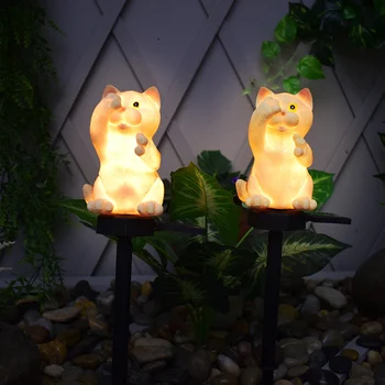 Sončna Trata Svetilke Poti Luči na Prostem Mačka LED Krajine Nepremočljiva Sončni Vrt Vložek Lahka Pot Dvorišče Teras Dekoracijo