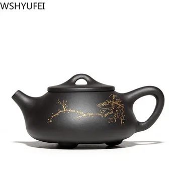 Yixing Čajnik verodostojno vijolično gline, Kamna zajemalka čajnik lepote ročno izdelan po Meri grelnik vode Kitajski Boutique Čaj nastavite 240 ml