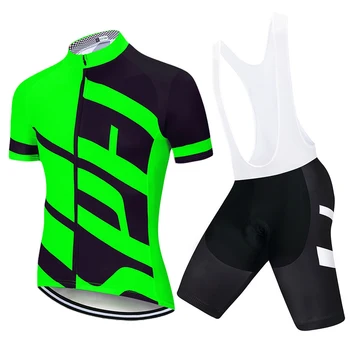 Fluorescentno zeleno 2021 Kolesarski Dres Pro Team Oblačila Kolesa Bib Hlače MOŠKI Set Ropa Ciclismo Poletni Quick-Dry hlače z Oprsnikom 19D Gel