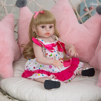 Simulacija Prerojeni Baby Doll 19 palca Polni Silikona Telo Z Obleko Za Dekle Živ Otrok Igrača Novorojenčka Moda Dan Otrok Darilo