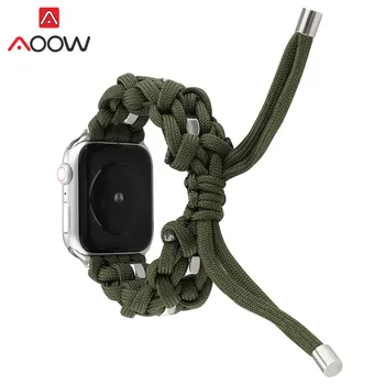 Zunanji Padalo Kabel Najlon Watchband za Apple ura 5 4 40 mm 44 mm 38 mm 42mm Vojaško Taktično Trak Pasu Zapestnica za iwatch
