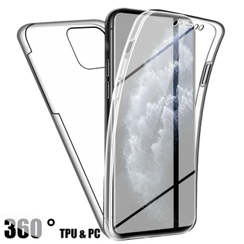 Luksuzni 360 Celotno Telo, Pokrov Prednji in Zadnji Prozoren Primeru Za iPhone 12 11 Pro Max 8 7 6 6S Plus 12 Mini Anti Padec Primeru Telefon