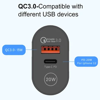 PD 20W USB Tip C Polnilnik QC 3.0 LED Hitro Telefon Polnjenje Za iPhone 12 11 X Xs Xr 6 7 8 AirPods iPad Xiaomi Huawei Samsung LG