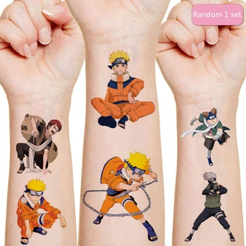 Naruto Tattoo Nalepke Anime Naruto Uzumaki Uchiha Sasuke Kakashi 1Set Človek Akcijski Strip Dekle, Fant Igrača Otrok Darilo za Rojstni dan