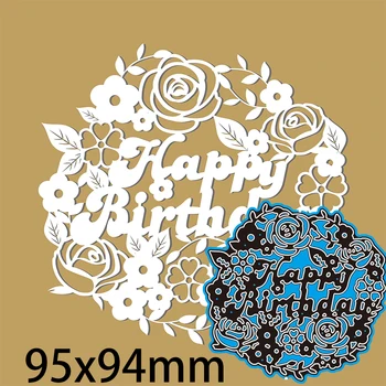 Rezanje kovin Matrice HAPPY BIRTHDAY novo za dekoracijo kartico DIY Scrapbooking matrica Papir Obrti Album predlogo Umre, 95*94mm