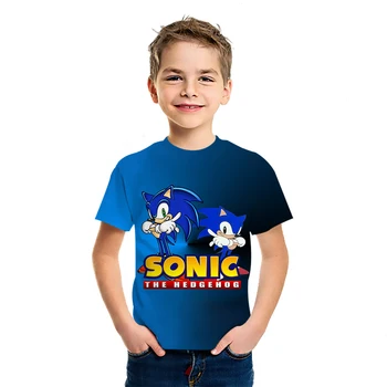 Sonic 2021 Fantje Dekleta Poletje T-shirt 3D tiskanje novega otroka anime kratek rokav bombaž udobno preprost vrh
