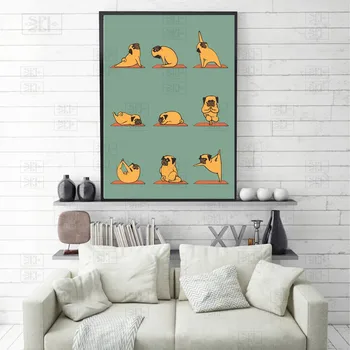Wall Art Platno Slikarstvo Hd Tiskanja Živali Joga Pes, Mačka Lep Plakat Doma Dekoracijo Sodoben Nordijski Dnevna Soba Modularni Slike
