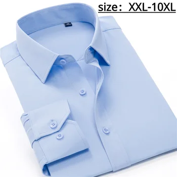 Več Barv, Velikosti 10XL Poslovni Moški Non-iron Dolgo sleeved Majica Classic Stranka Obleko Urad Stretch Priložnostne Belo Srajco