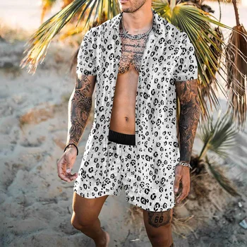 2021Summer novo 3D Plaži Kokosovo Drevo Vzorec Tiskanje moška Majica Priložnostne Kratka Sleeved Modni Tisk S-4XL