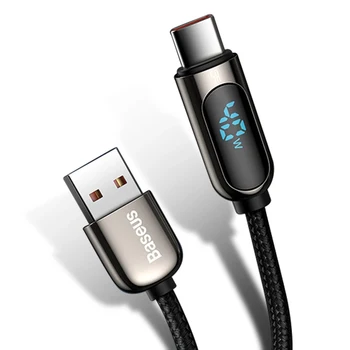 Baseus LED Zaslon USB Tip C Kabel, Hitro Polnjenje, Polnilnik USBC USB-C Podatkovni Kabel Tip-C Žice Kabel Za Xiaomi 10 Huawei Samsung 5A