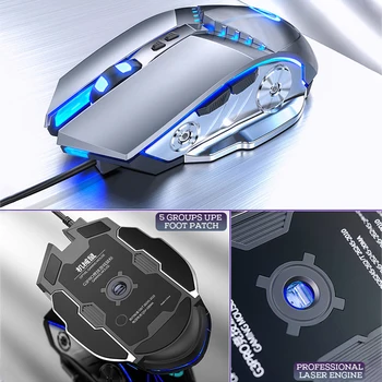 USB Žična Tiho G3PRO Gaming Mehansko Miško 7 barvni LED utripajoča lučka osvetlitev ozadja Miši 3200DPI za PC Prenosni Računalnik Igre