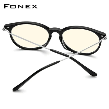 FONEX Anti Modra Svetloba Očala Moških Titana Acetat Retro Okrogle Očala Antiblue Gaming Računalnik Očala za Ženske F85670