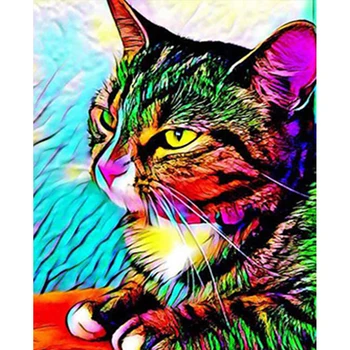 Barvanje Z Številkami DIY Dropshipping Melanholija Pisane Mačka Živali DIY Platno Poroka Dekoracija v slikah, Darilo Minimalis