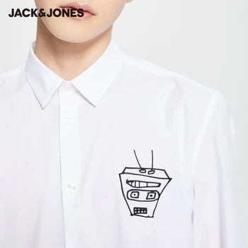 JackJones Moške Bombaž Grafiti Vezenje Kontrastu Dolgo sleeved Majico|220205501