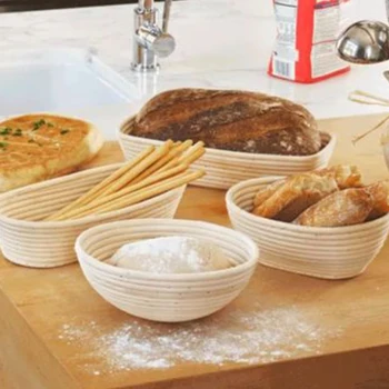 Fermentacija Rattan Košarico Testo Kruh za Preverjanje, ki Dokazujejo, Košarice s pokrovom Kvasec Kruh Fermentacijo Košare Kuhinja Bakeware