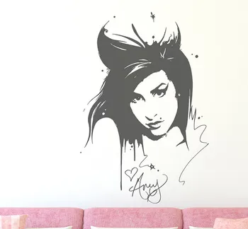 Amy Winehouse vinilna Nalepka Lepota frizerski Salon Vinil Notranjost Doma Dekor Zidana Izmenljive Dnevna Soba Dekor Nalepke YO-133