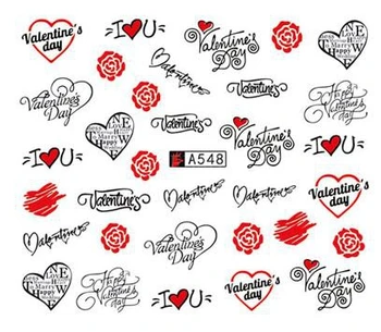 2pc Nalepke za Nohte Ljubezensko Pismo Dizajn Nail Art Okraski Cvetje Manikura Dekor Akvarel Nohte, Nalepke Nalepke, Dodatki