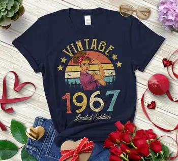 Letnik 1967 Limited Edition Retro Ženska T-Shirt 54. Rojstni dan Darilo Stranka Harajuku Bombaž Smešno Pismo Kratek Rokav Vrh Tees