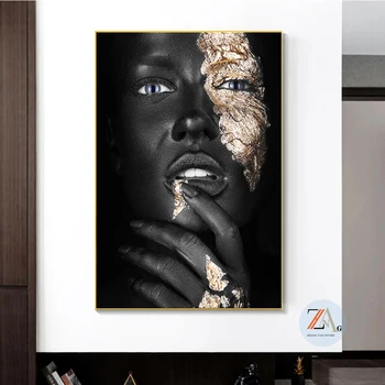Afriške Umetnosti Črna in Zlata Ženska, Oljna slika na Platnu Cuadros Plakatov in Fotografij Skandinavskih Stenskih slikah, za dnevno Sobo