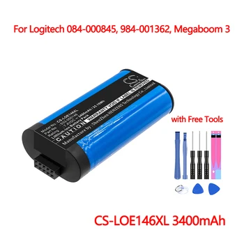 Bluetooth Zvočnik Baterije CS-LOE146XL Za Logitech 084-000845, 984-001362, Megaboom 3 Zamenjavo Li-ion Baterije 3400mAh